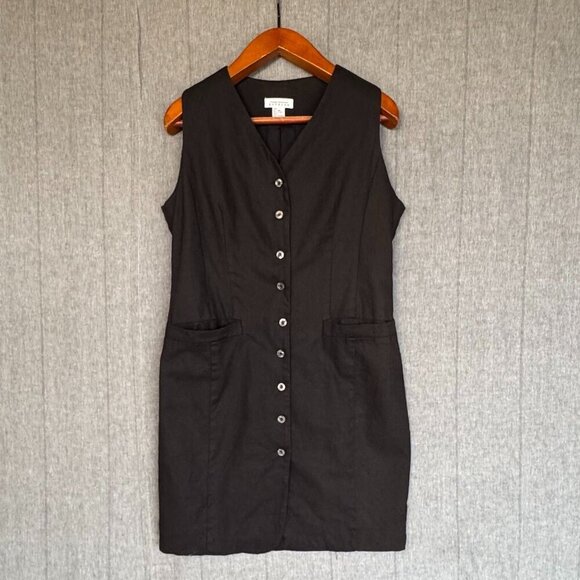 90s EXPRESS Compagnie Internationale Sleeveless Button Down Pencil Dress - Picture 1 of 11